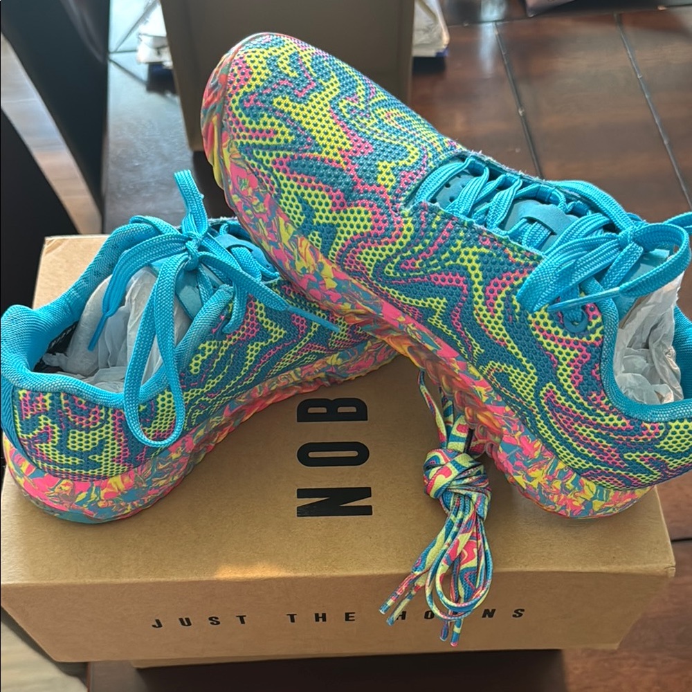 NOBULL Blue and Pink Athletic Shoes with Vibrant Design